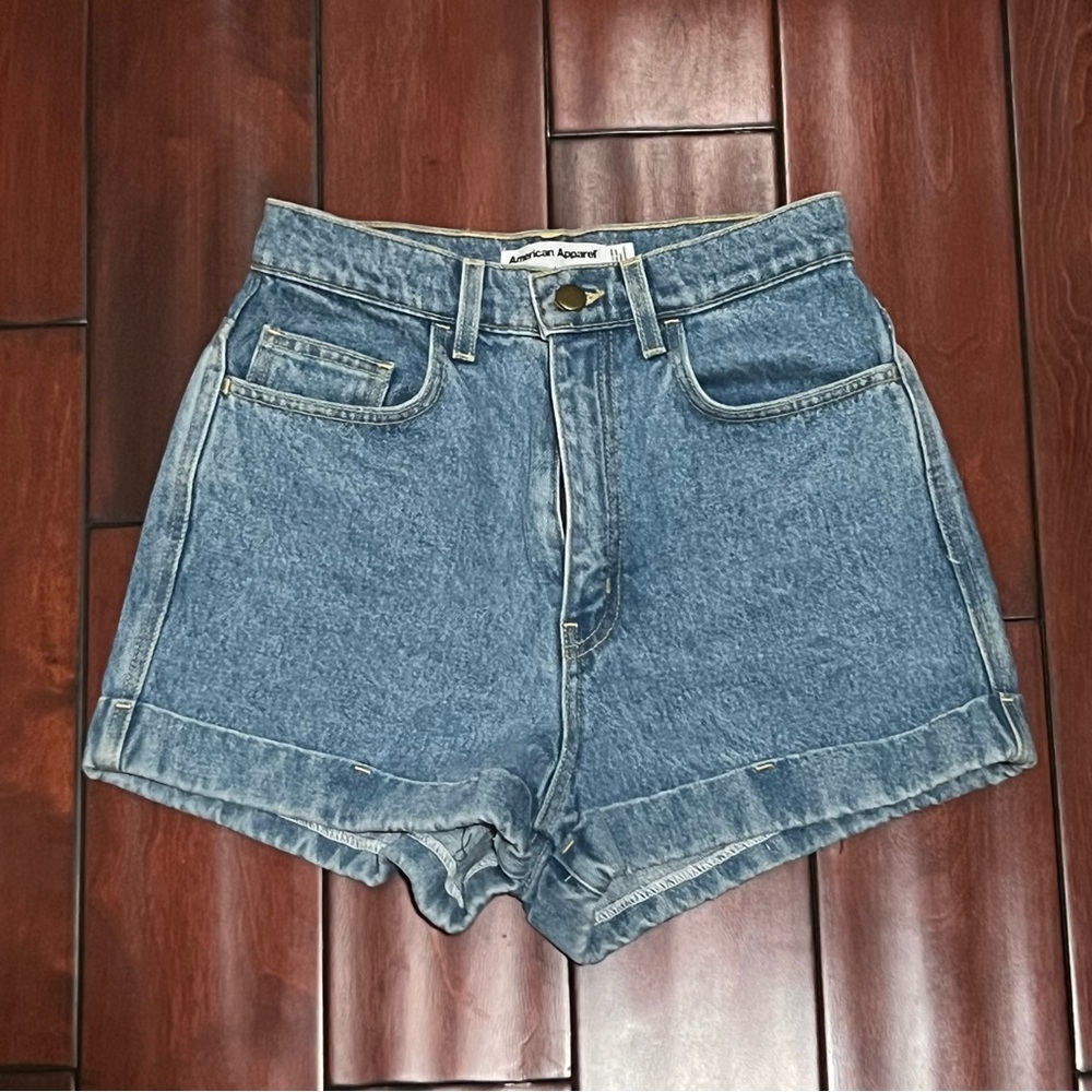 American Apparel High rise Cuffed Denim Short